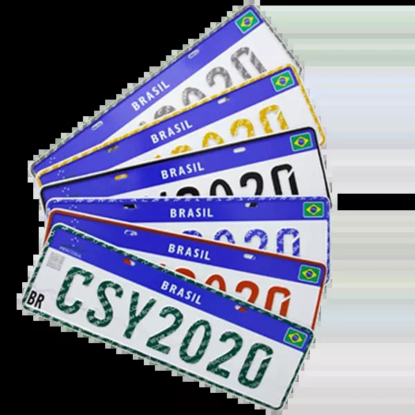 Modelos e cores de placas Mercosul para diferentes categorias de veículos